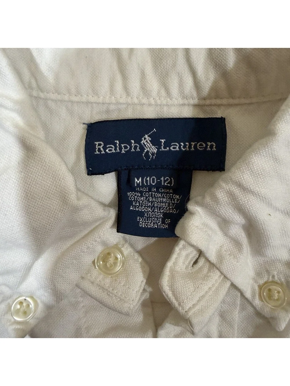 Ralph Lauren Polo Boys Oxford Button Up White M(10-12)  Big Pony Vintage Y2K